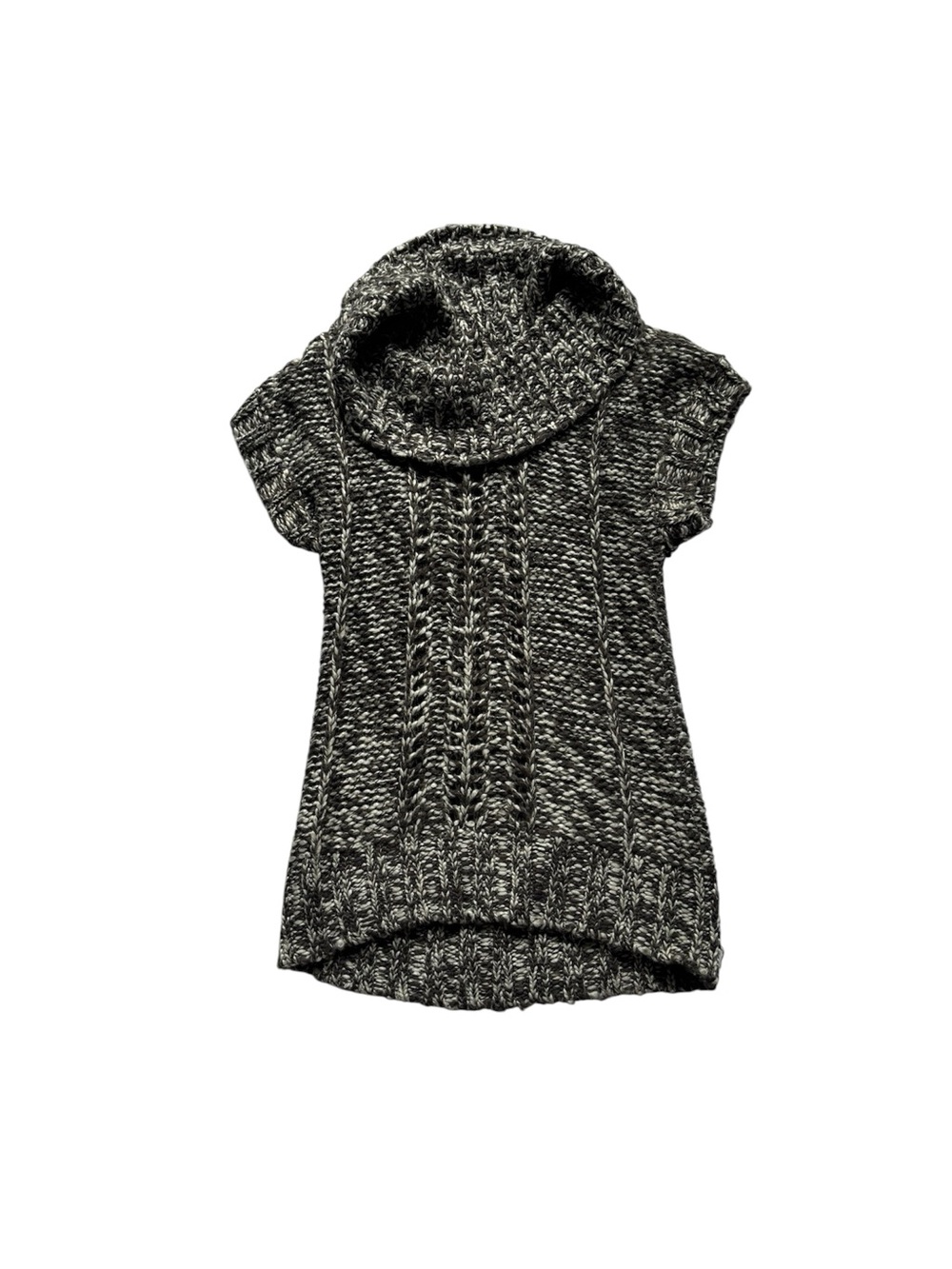 Mudd Black & White Marled Cable Knit Cowl Neck Sweater